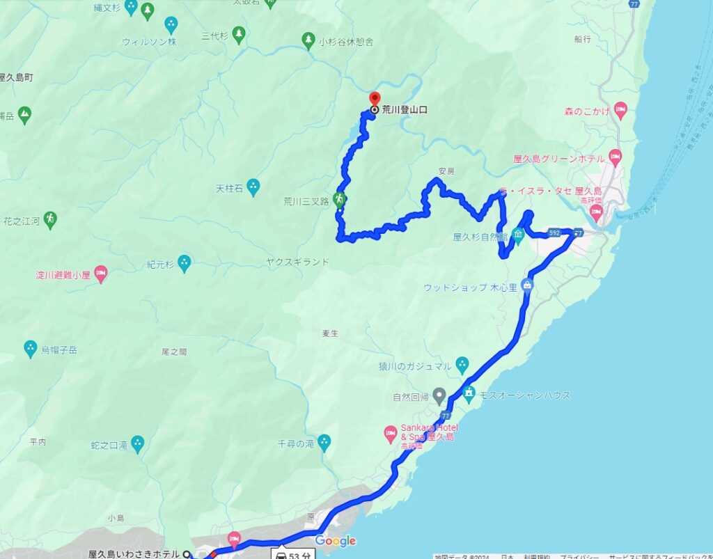 荒川登山口までMap